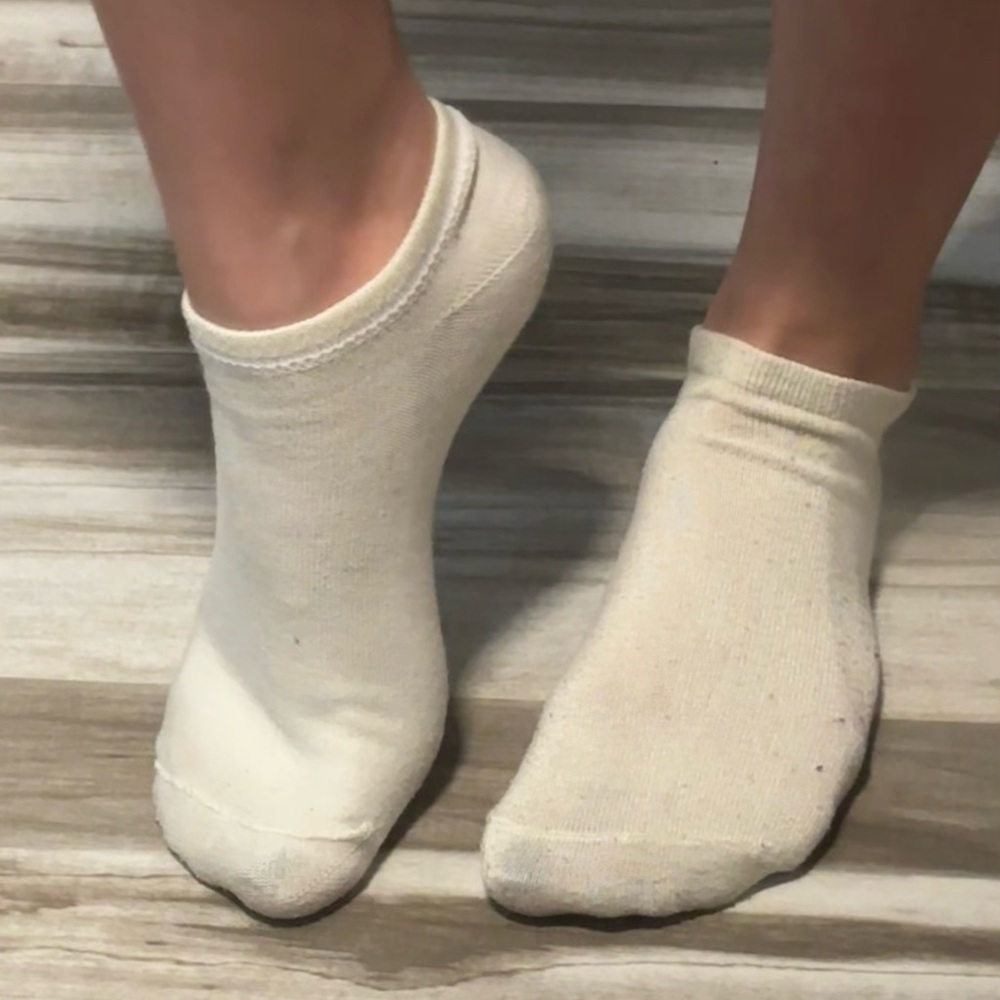 Woman’s white gym socks